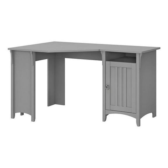 UrbanPro 55" Wood Adjustable Shelf Corner Desk with Storage in Cape Cod Gray