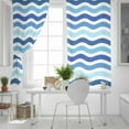 thumbnail image 5 of Fsddascl Blue White Ombre Blackout Curtains for Bedroom/Living Room, Thermal Insulated Kitchen Curtains, Modern Geometric Gradient Ocean Striped Grommet Darkening Window Treatment Drapes 27.5"x39"x2, 5 of 8