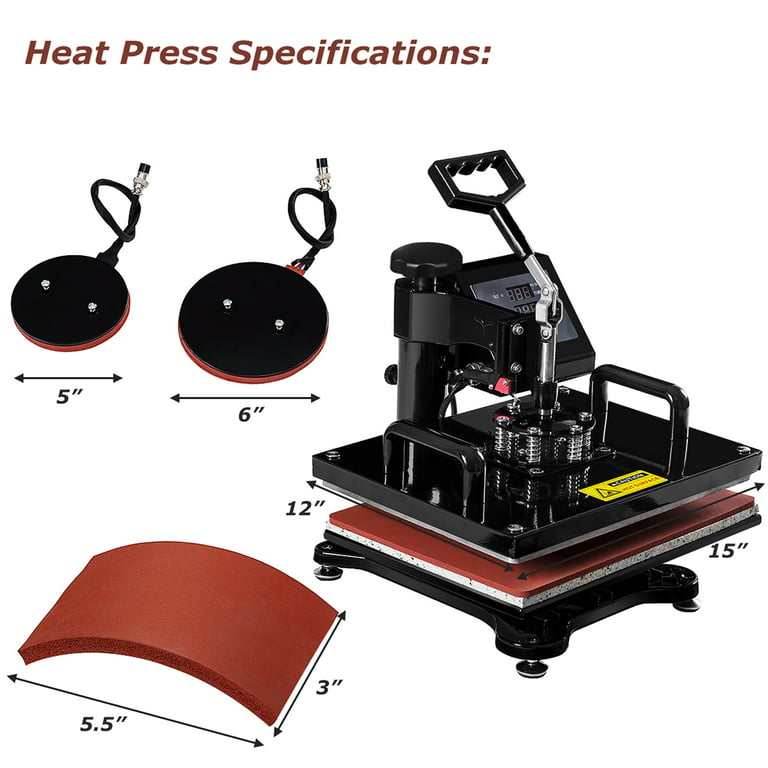  F2C 15 x 15 Black Heat Press Machine Digital Clamshell  Transfer Sublimation Print Press Machine for T-Shirt 110V : Arts, Crafts &  Sewing