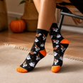 thumbnail image 4 of Unisex Ghost Skeleton Pumpkin Halloween Crew Socks, Soft Stretchy Breathable Mid‑Calf Socks, Novelty Printed Socks For Cosplay And Daily Wear,One Size, 4 of 7
