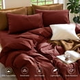 thumbnail image 3 of MooMee Duvet Cover Set Queen 100% Washed Cotton Linen Like Textured Breathable Lightweight 3-Piece (Fired Brick Red, 90"x90"), 3 of 8