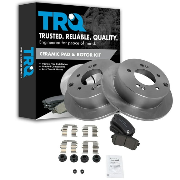 TRQ Rear Brake Pad & Rotor Kit Brake Pads Brake Rotor Ceramic Fits Select 2010-2013 Kia Forte Forte Koup