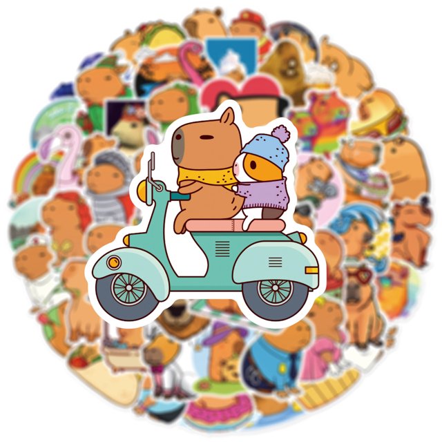 Pegatinas de dibujos animados de anime de conejillo de indias, capibaras, 50 unidades, PVC