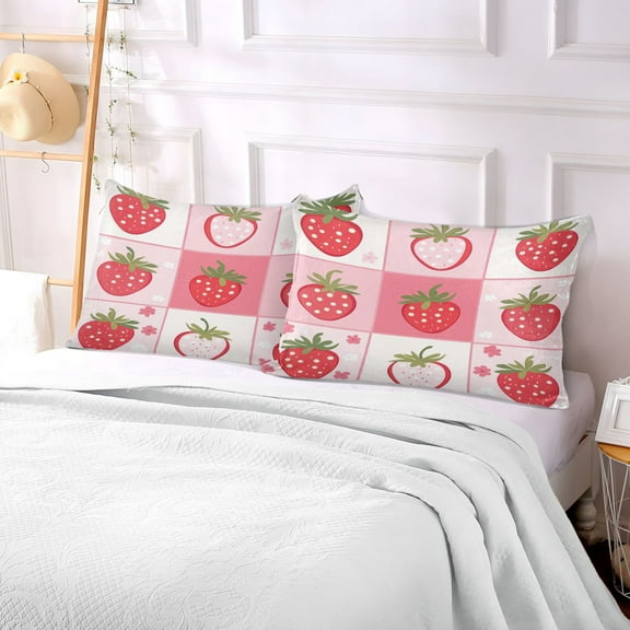 Pillow Case Plush Pillow Sweet Strawberry Patch Case standard size/King size/Queen size Bed Pillow Pillowcases