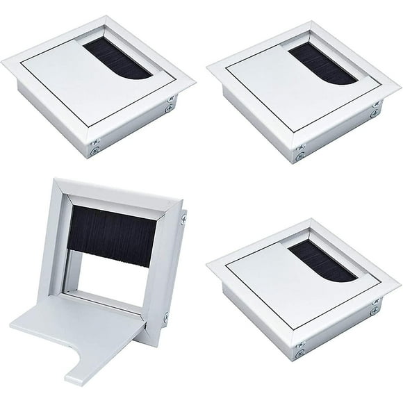 4pcs Computer Desk Grommet Square Desk Grommet Aluminum Cable Hole Cover 80 X 80mm For Management Office Computer Desk Wires