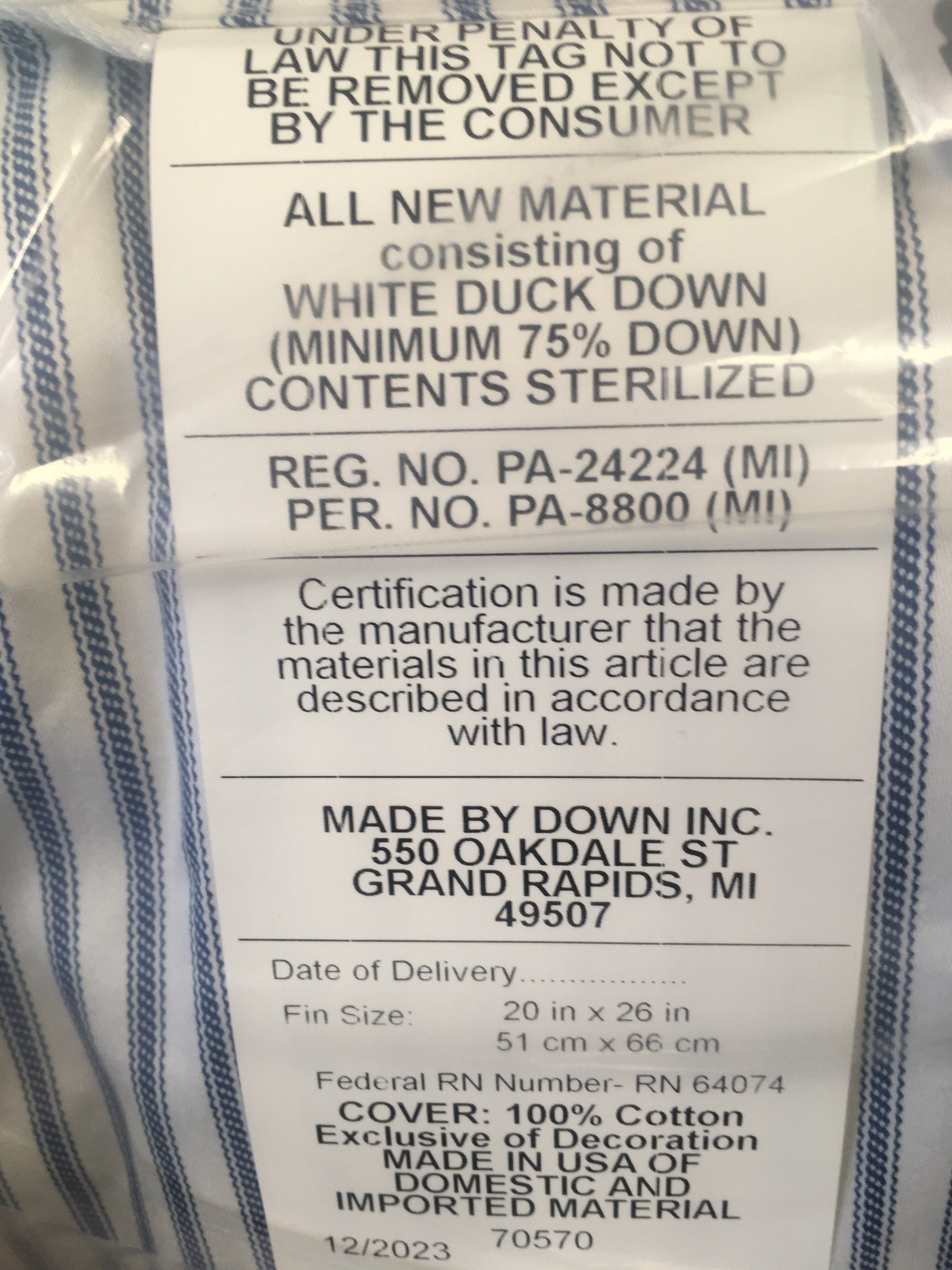 Premium Down Pillow - Standard Size
