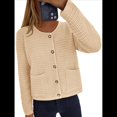 thumbnail image 4 of Suéteres de Punto para Mujer, Moda de Otoño, Larga, Botones, Chaqueta Informal de Moda, Ropa de Invierno. Crema L, 4 of 9