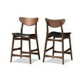 thumbnail image 1 of Baxton Studio 2 Piece Latina Scandinavian Style Faux Leather Upholstered Walnut Counter Stool Set 24" Black, 1 of 4