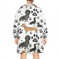 thumbnail image 2 of Wearable Oversized Blanket,Dachshund Footprint Wearable Blanket Hoodie for Adults,Cozy Hooded Blankets with Super Pockets,Super Warm Fuzzy Pullover for Women & Men, 2 of 6