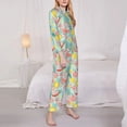 thumbnail image 3 of Yiaed Bright Peach Print Pajamas Women's Long Sleeve Sleepwear Soft Button Down Loungewear Pjs Lounge Set Nightwear Womens Pajama Pants-Small, 3 of 7