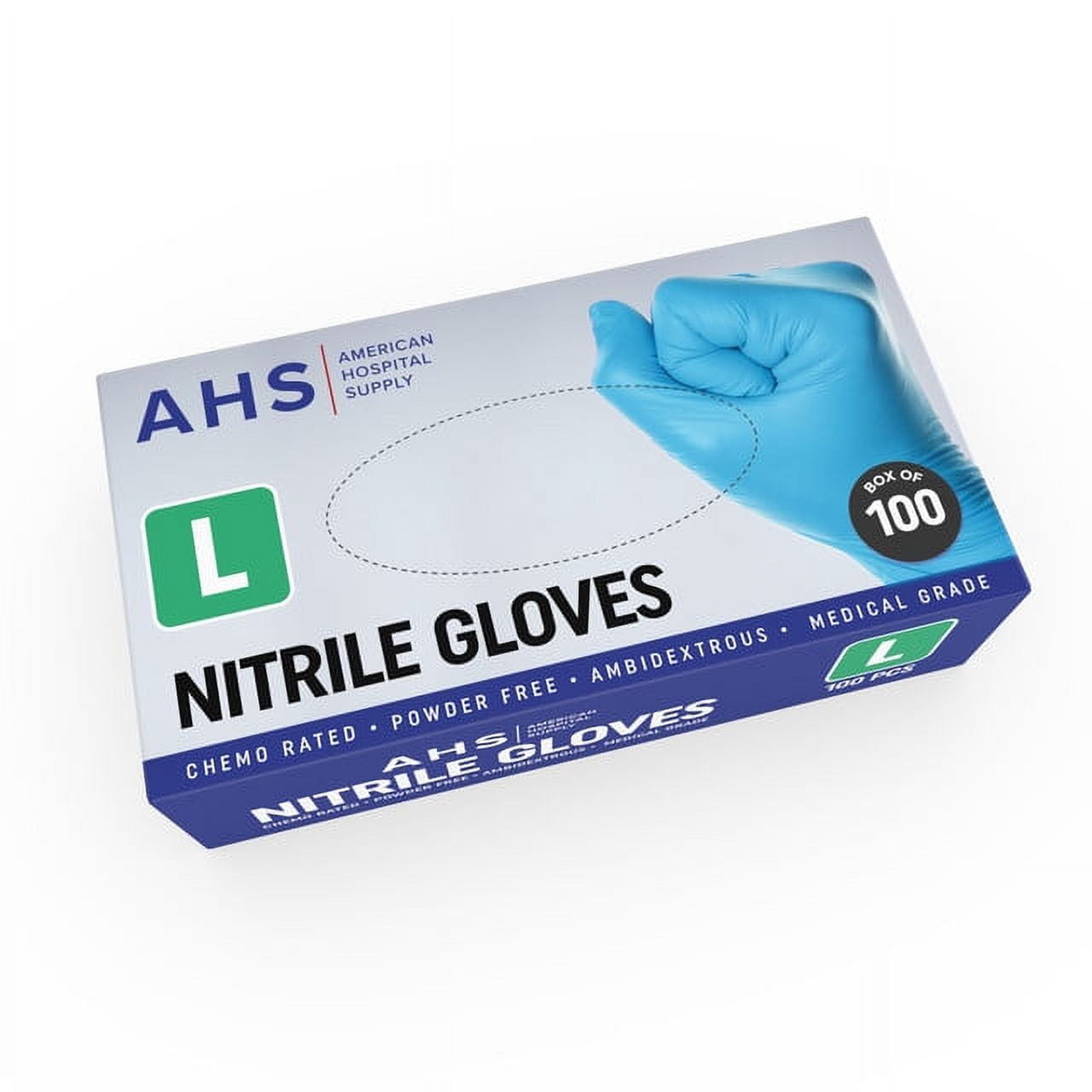 American Hospital Supply Powder-Free Nitrile Gloves Chemo-Rated Medical-Grade Disposable Healthcare Large Case of 1000