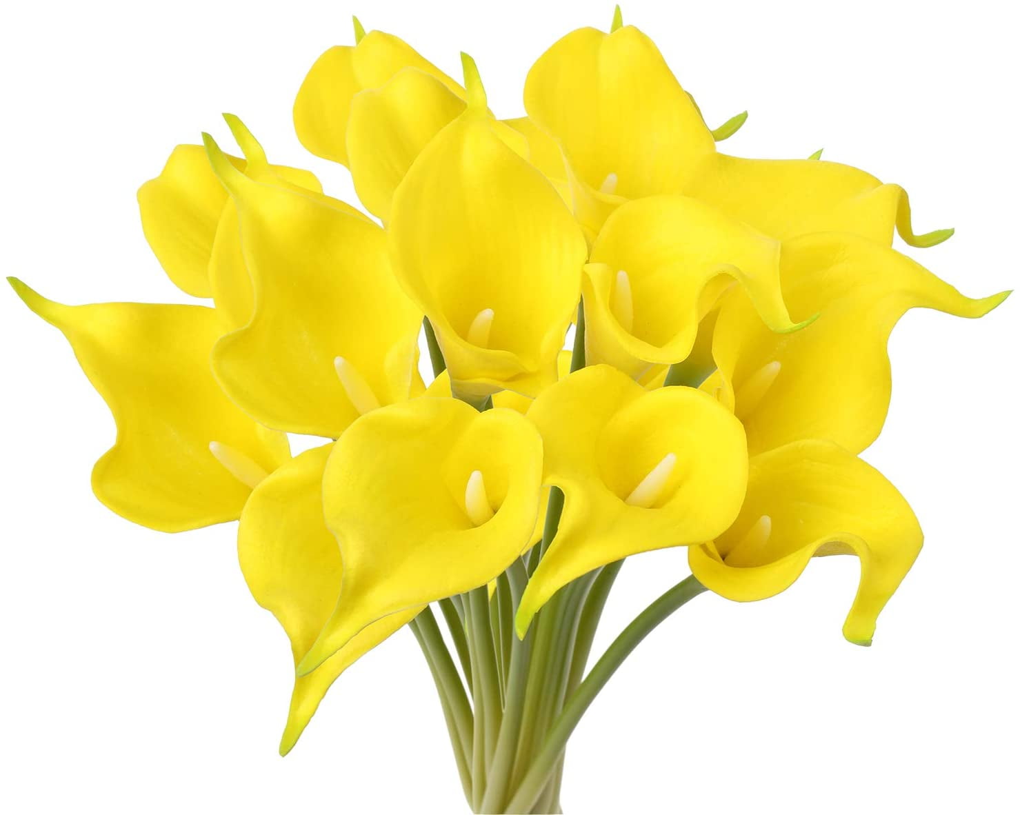 Artificial Yellow Calla Lily Spray Real Touch Silk Wedding Flowers