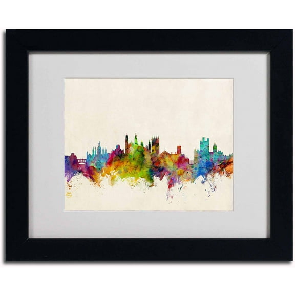 Trademark Fine Art "Cambridge England Skyline II" Canvas Art by Michael Tompsett, Black Frame