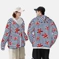 thumbnail image 4 of Balery Starfish Navy Blue Stripe Sudadera ligera de manga larga con capucha y protección solar UPF 50+ para hombre y mujer, ideal para pesca y running-3X-Large, 4 of 7