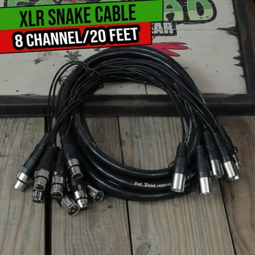 XLR Snake Cable Patch - 8 Channel 20ft Pro Audio Mic Cord Mixer Sound Stage PA