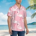 thumbnail image 5 of Daiia Pink Flamingo Hawaiian Shirt for Men Gentle Cotton Regular Short Sleeve Casual-Large, 5 of 9