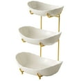 thumbnail image 2 of veasfak Ceramic Fruit Bowl for Kitchen Counter Fruit Display Stand for Kitchen Snack Golden 3 Layer, 2 of 9