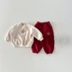 thumbnail image 1 of Conjunto con capucha de primavera para niños, sudadera y pantalones acolchados de lana con letras para niños, jersey informal cálido para niñas, traje para chico, 2 uds., 1 of 6