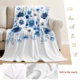 thumbnail image 5 of White Blue Flower Throw Blanket for Couch,Soft Lightweight Flannel Fleece Blanket,Vintage Pastoral Floral Petals Spring Microfiber Plush All Season Decorative Blankets for Sofa Office Travel 40"x50", 5 of 9