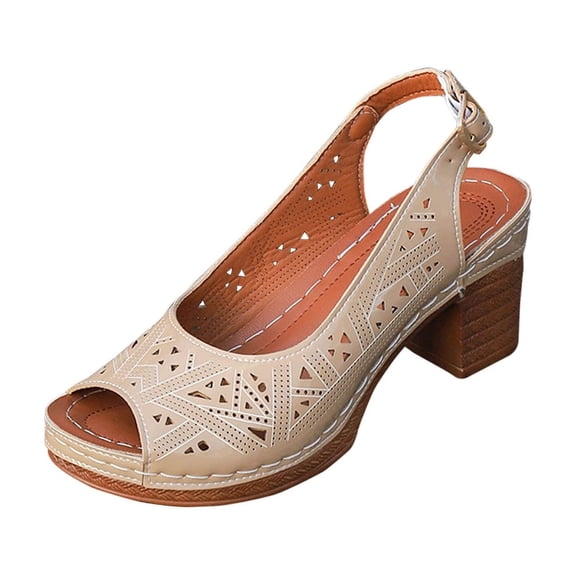 Chunky Sandals for Women Slingback Strappy Open Toe Platform Shoes Mid Block Heels Sandal Ladies Comfortable Holiday Sliders Orthopedic Sandals Dressy Casual Pumps