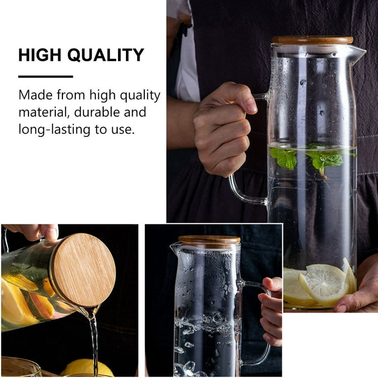 1pc High-capacity Heat-resistant Glass Water Pitcher For Cold/hot