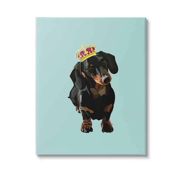 Stupell Industries Dachshund with Royal Crown Animals & Insects Painting Gallery Wrapped Canvas Art Print Wall Art, 16 x 20