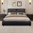thumbnail image 2 of Queen Size Luxurious Faux Leather Upholstered Platform Bed with Thickened Headboard, Bluetooth Speakers and RGB LED Light, No Box Spring Needed, Black, 2 of 9