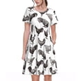 thumbnail image 1 of Easygdp Funny Chicken para Vestido Transpirable de Mujer, Vestido Suelto de Manga Corta con Pliegues y Bolsillos para el Verano, 1 of 6