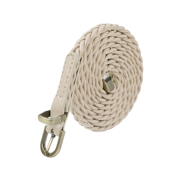 Women's Braided Thin Belt Waist Cord Retro Casual Decoration for Dresses Shirt Small Belts 39.0x0.3" Khaki