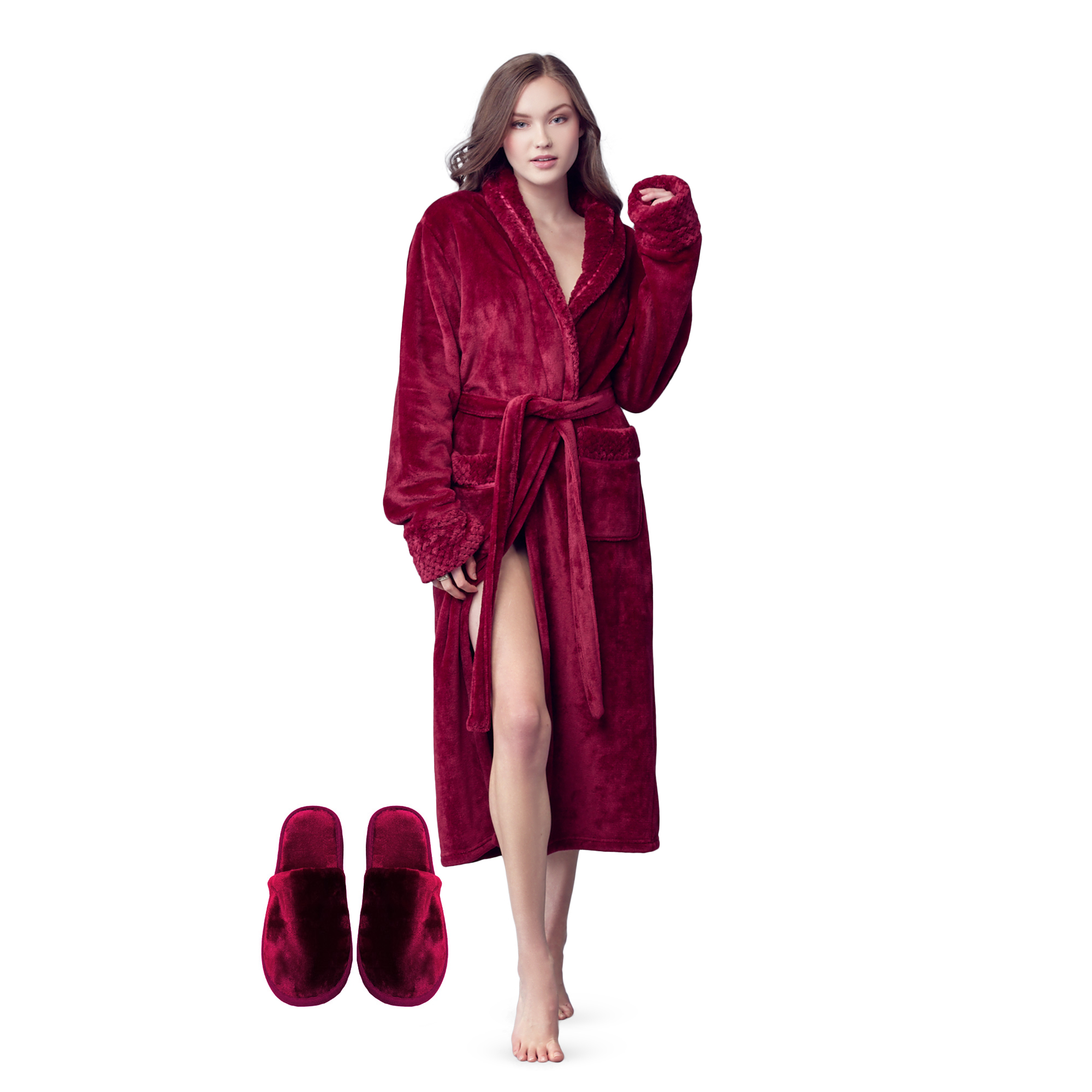 LOTUS LINEN Women Soft Plush Robes GODDESS Fluffy Robe for Women Long