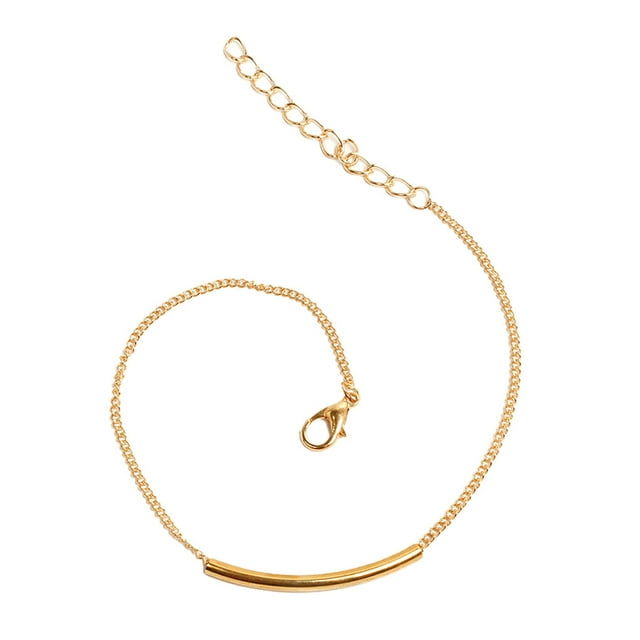 ZheElen Woman Anklet Exquisite Jewelry Accessory Simple Style Ankle Decoration Foot Chains Ankles Chain for Dress Decor Golden 1Set