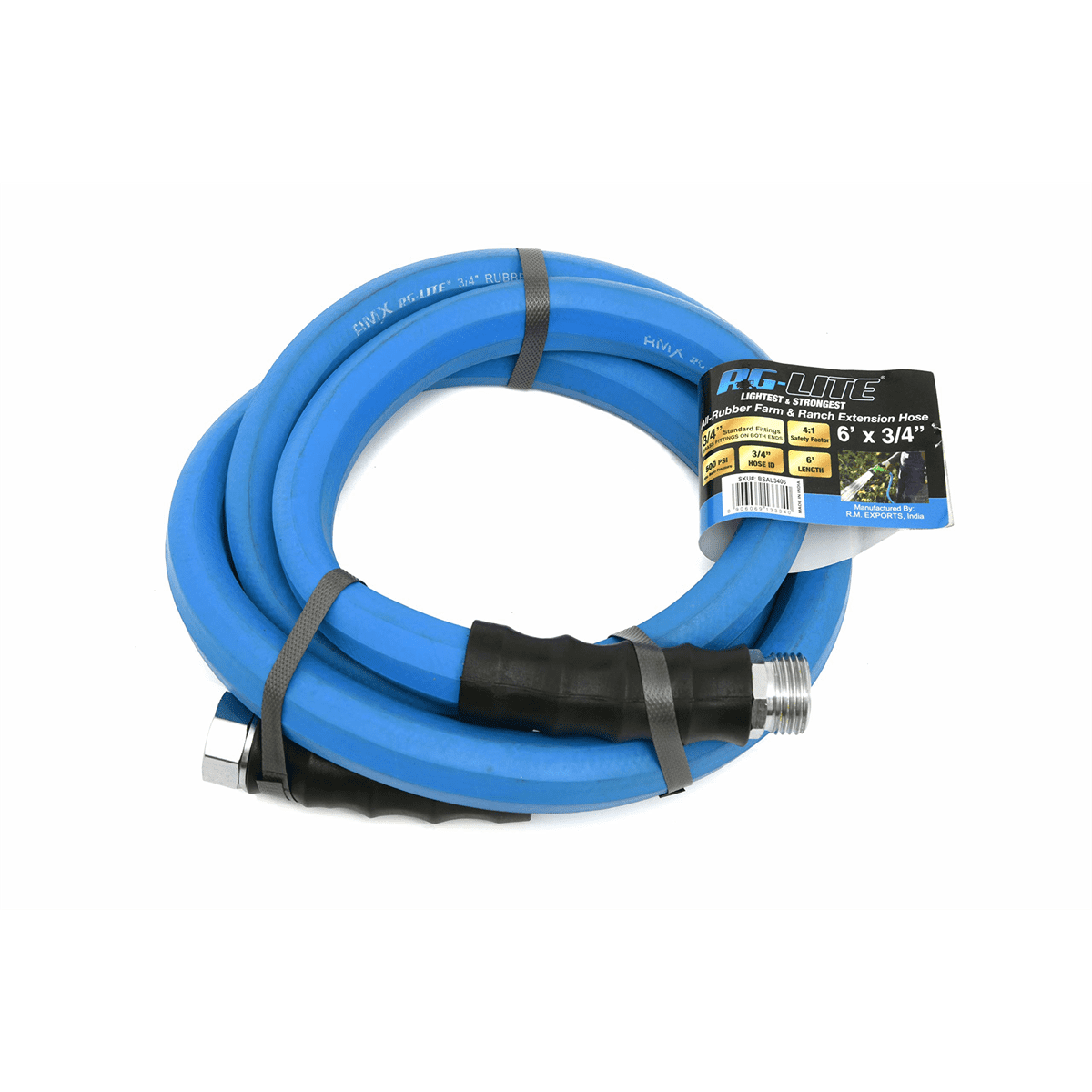 BluBird BSAL3406 AG-LITE 3/4"x06' Hot/Cold Water Braided Rubber Garden Hose