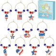 thumbnail image 2 of 1 Box 10Pcs Wine Glass Identifiers Wine Glass Charm Gold Wine Markers Charms US Flag American Flags Wine Identifiers, 2 of 7