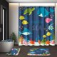 thumbnail image 1 of Juego de cortina de ducha con diseño de conchas marinas de playa, tapa de inodoro y alfombras antideslizantes, juego de 4 cortinas de ducha con diseño de estrellas de mar y 12 ganchos, juego de baño, 1 of 7