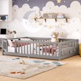 thumbnail image 2 of Jopath Full Size Floor Bed Frame,Montessori Bed with Guardrails and Door,with Slatted Base,for Kids,Boys,Girls,Gray, 2 of 9