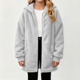 thumbnail image 4 of VIPOIN Girls Full Zip Hooded Fleece Jacket, Mid-Length Sherpa Coat Warm Fall Winter Outerwear, 4 of 8