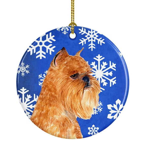 Carolines Treasures SS4632-CO1 Brussels Griffon Winter Snowflakes Holiday Ceramic Ornament 3 in multicolor
