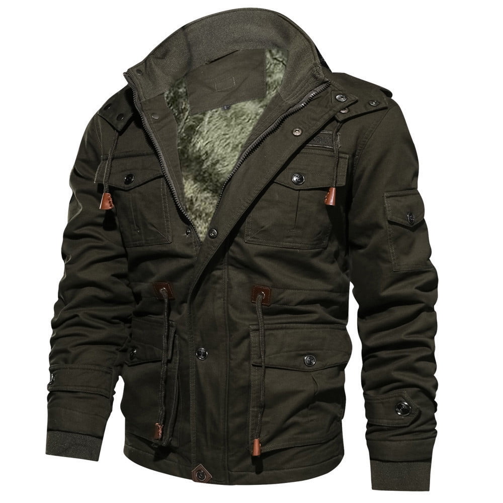 haxmnou winter men's outwear military jacket thermal hooded thick lined ...