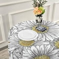thumbnail image 5 of Coolnut 60" Floral Daisy Pattern Tablecloth, Durable Round Table Cloth Waterproof Stain Proof Camping Tablecloths for Outdoor Picnic Family Dinner Restaurant Decoration, 5 of 7