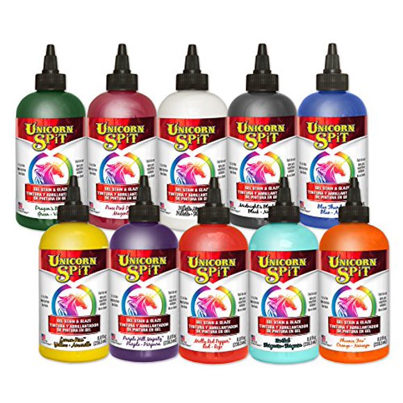 Unicorn SPiT Gel Stain & Glaze in One - 10 Paint Collection 8 oz bottles