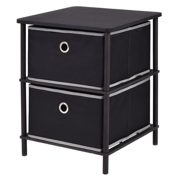 Giantex 2 Tier Night Stand End Table Storage Side Table Home Office Furniture W 2 Basket 2 Tier Walmart Com Walmart Com