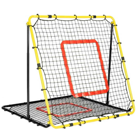 4'×4' Ball Game Rebounder Net for Pitching Practice, Rebounder Net for Any Age Baseball/Softball Player, Easy to Assemble, High Stretch Net, Outdoor/Indoor Available, Free Throw Shooting