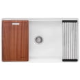 thumbnail image 4 of Ruvati USA RVL2387BK 33 in. Fireclay Workstation Glossy Black Farmhouse Kitchen Sink Apron Front Single Bowl, 4 of 7
