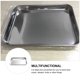thumbnail image 5 of Bandeja rectangular de acero inoxidable de 1 pieza, práctica bandeja de fondo plano (plateada), 5 of 6