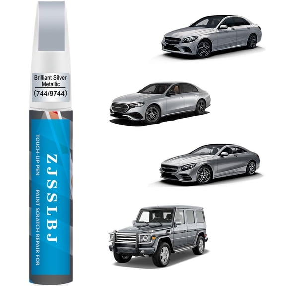 744/9744 Brilliant Silver Metallic Compatible With Mercedes-Benz Exact Match Touch Up Paint Pen, Car Scratch Remover for Nicks and Chips Repair