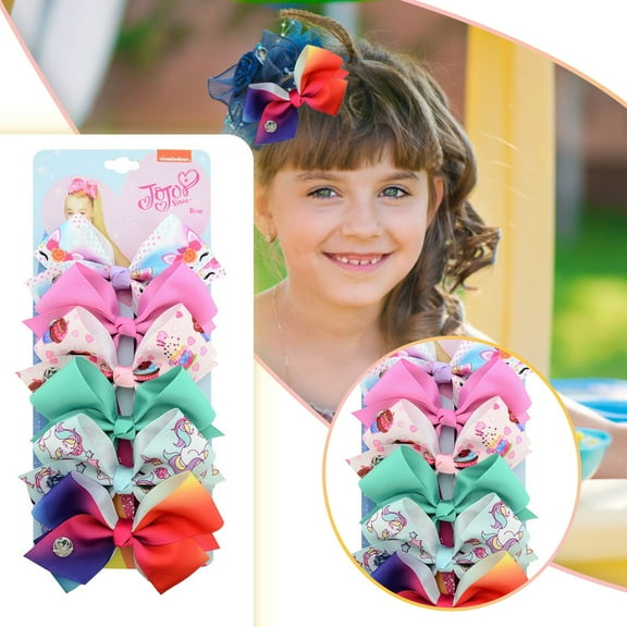 Rainbow Girls Hair Bow Barrettes Set Colorful Ribbon Clips for Girls Hair Accessories