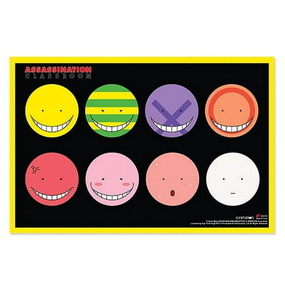 Paper Poster - Assasination Classroom - Koro Sensei's Faces Wall Art ge67044