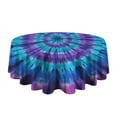 thumbnail image 5 of Blue Purple Tie Dye Pattern Round Tablecloth 60"x60",Wrinkle Wipeable Table Cloth for Kitchen Dining Room Picnic Patio Party, 5 of 6