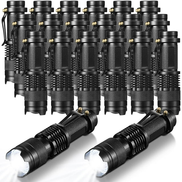Linterna táctica Fumete LED Mini de 3 modos, 20 unidades, color negro