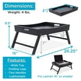 thumbnail image 3 of DyGTyX Wood Bed Tray for Eating | TV Tray with Folding Legs | Laptop Table | Wide Breakfast Serving Lap Desk with Sides & Handles | Black, 3 of 9